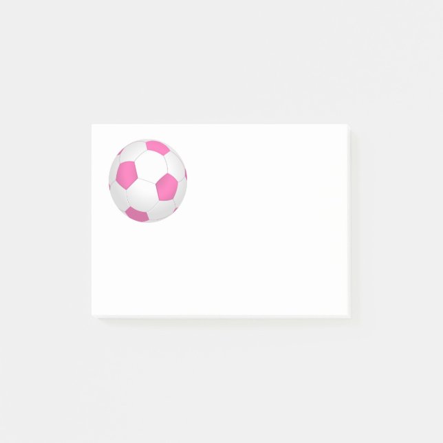 Modern pink white soccer ball post-it notes (Front)