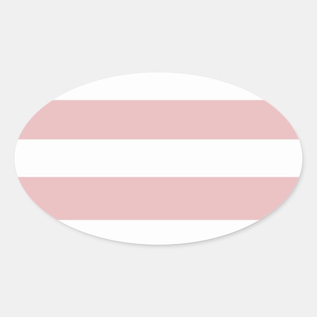 Modern Pink White Stripes Pattern Oval Sticker (Front)
