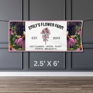 Modern Pink & White Two Photo Flower Farm Banner