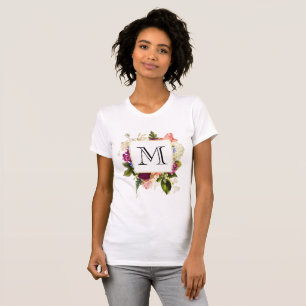 Modern Pink & White Watercolor Floral Bouquet T-Shirt