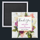 Modern Pink & White Watercolor Floral Wedding Magnet<br><div class="desc">Wedding thank you magnet with a pretty watercolor design. A floral arrangement of many different varieties of flowers in red,  pink and white colours,  and lots of leafy green foliage. A frame layered over top with a faux-gold-foil border. Classy and elegant design. An off-white marble pattern background.</div>