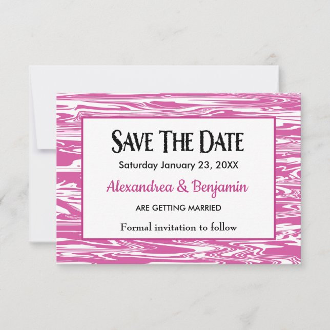 Modern Pink White Watercolor Wedding Personalise  Save The Date (Front)
