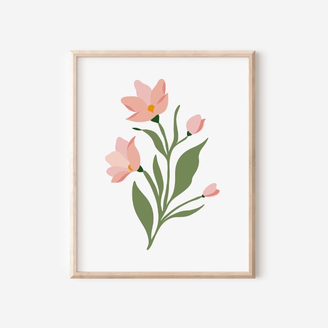 Modern Pink Wildflowers Illustration Art Poster (Creator Uploaded)