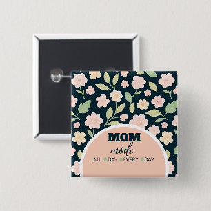 Modern Pink Wildflowers Pattern 15 Cm Square Badge