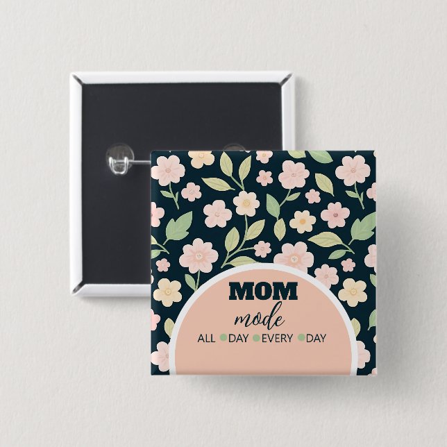Modern Pink Wildflowers Pattern 15 Cm Square Badge (Front & Back)