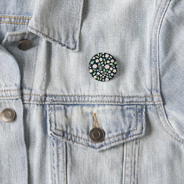Modern Pink Wildflowers Pattern 3 Cm Round Badge (In Situ)