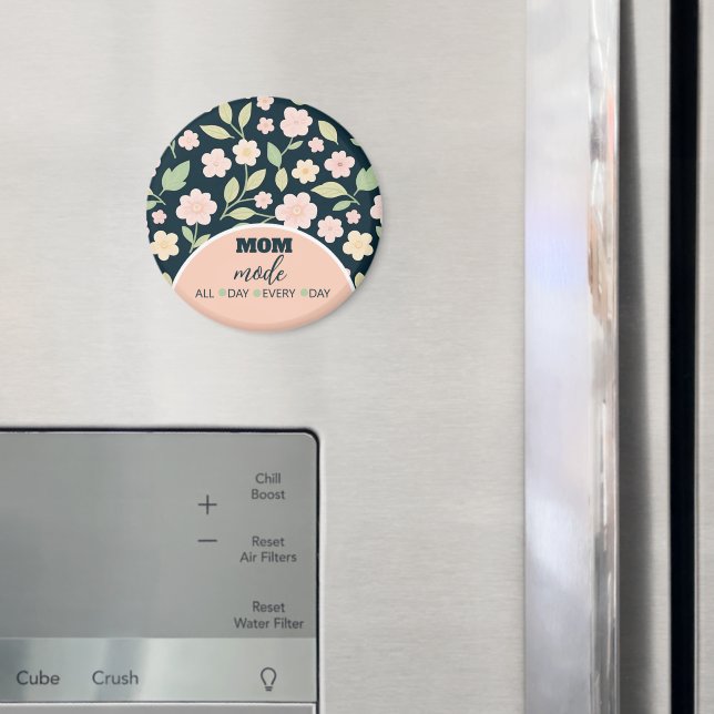 Modern Pink Wildflowers Pattern Magnet (In Situ (Fridge))