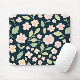 Modern Pink Wildflowers Pattern Mouse Mat