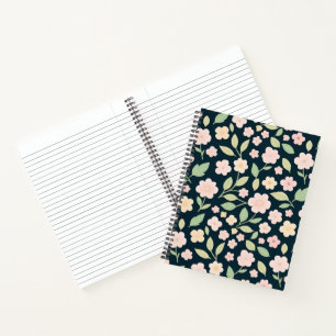 Modern Pink Wildflowers Pattern Notebook
