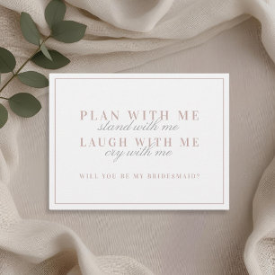 Modern Pink Will You Be My Bridesmaid Invitation Postcard