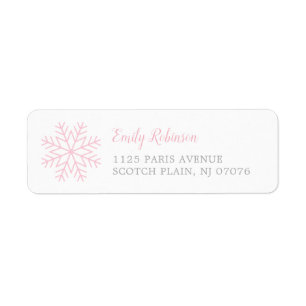 Modern Pink Winter Snowflake Return Address