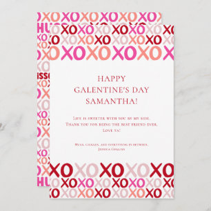Modern Pink XOXO Best Friend  Bff Galentine's Day Holiday Card