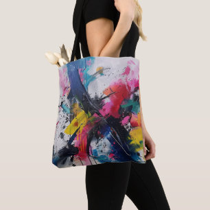 Modern Pink Yellow Abstract Paint Splatter Art Tot Tote Bag