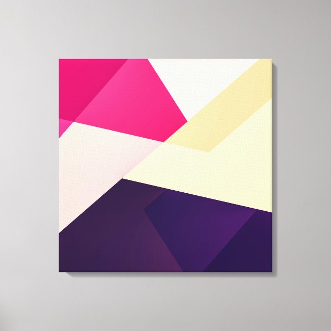 Modern Pink Yellow Black Geometric Pattern Canvas Print (Front)