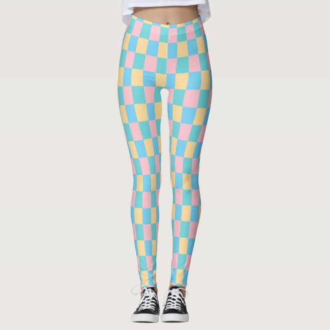 Modern Pink Yellow Blue Green Template Elegant Leggings (Front)