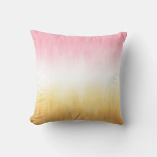 Modern Pink Yellow Brushstrokes Ombre Cushion
