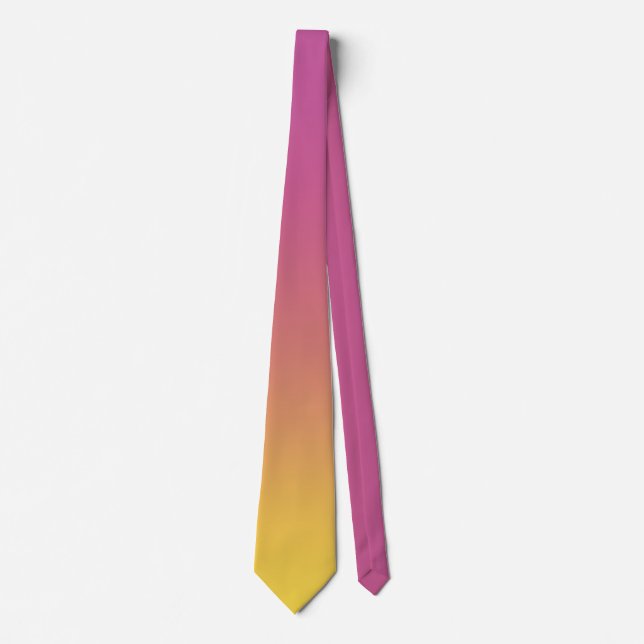 Modern Pink Yellow Colorful Ombre Gradient Tie (Front)