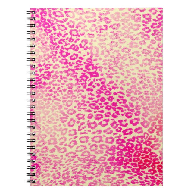 Modern Pink Yellow Watercolor Cheetah Animal Notebook (Front)