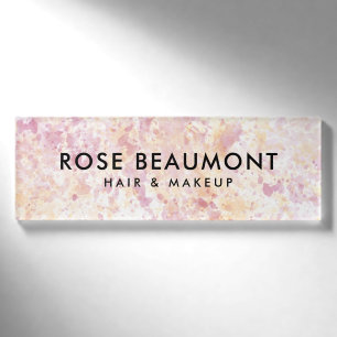 Modern Pink Yellow Watercolor Name Tag