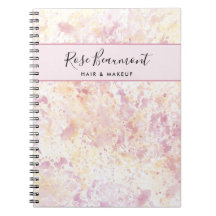 Modern Pink Yellow Watercolor Script Notebook