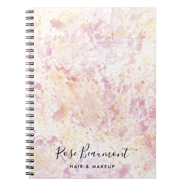 Modern Pink Yellow Watercolor Script Notebook (Front)