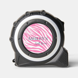 Modern Pink Zebra Custom Name Tape Measure 1