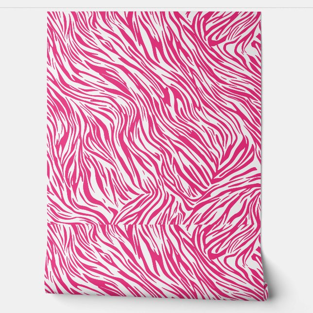 Modern Pink Zebra Print Wallpaper (Unrolling)