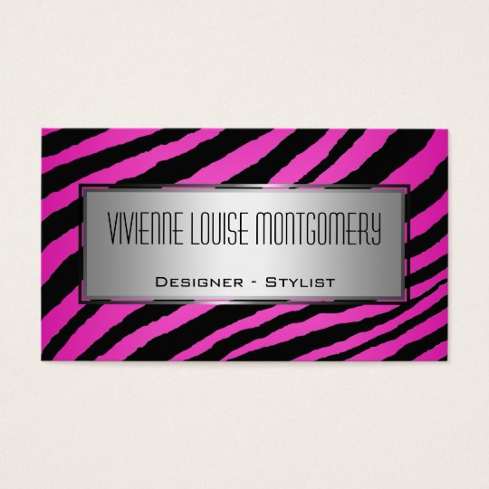 Modern Pink Zebra Professional Business Card