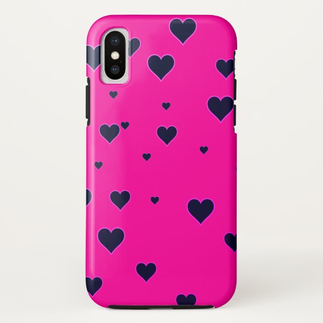 Modern PinkBlack Hearts iPhone case (Back)
