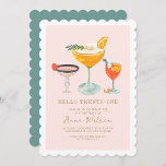 Modern Pinky Coctails Blush Hello 21 21St Birthday Invitation<br><div class="desc">Modern Pinky Coctails Blush Hello 21 21St Birthday</div>