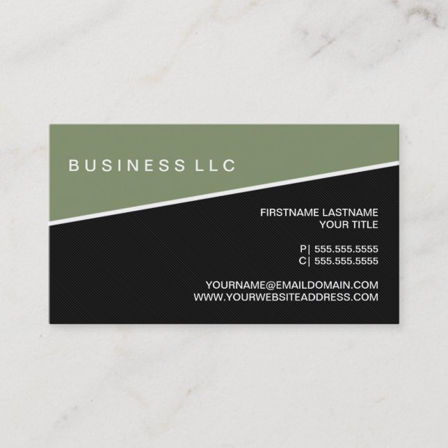 Modern Pinstripe Business Card Template (Moss) (Front)