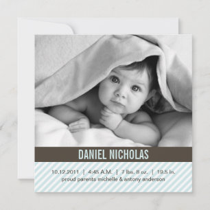 Modern Pinstripes Baby Birth Announcements