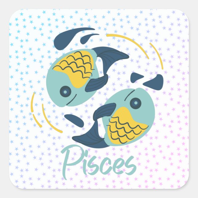Modern Pisces Fish Zodiac  Square Sticker (Front)
