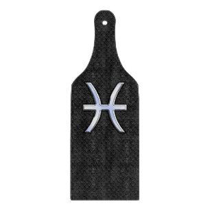 Modern Pisces Zodiac Sign Black Snake Skin style Cutting Board