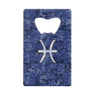 Modern Pisces Zodiac Sign Navy Blue Digital Camo
