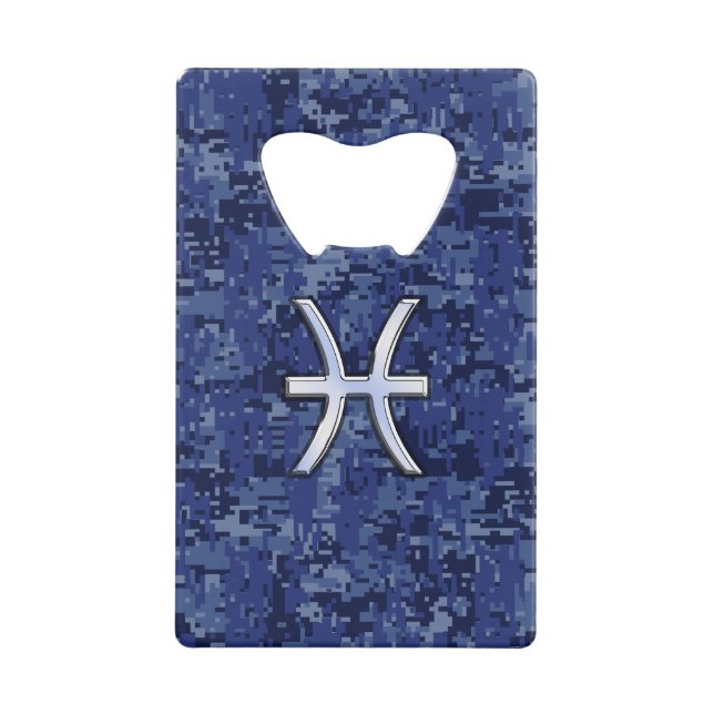 Modern Pisces Zodiac Sign Navy Blue Digital Camo (Front)