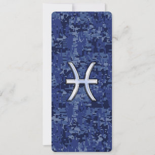 Modern Pisces Zodiac Sign Navy Blue Digital Camo