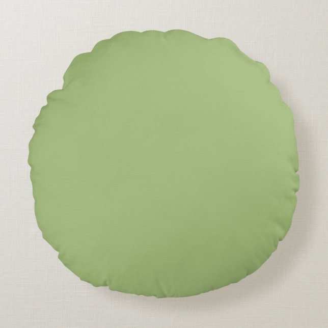 Modern Pistachio Green Plain Solid Colour Round Cushion (Front)