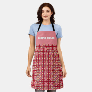 Modern Pixel Geometry Abstract Cross Art Pattern Apron