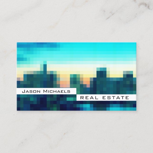 Modern pixels city image look business card (Front)