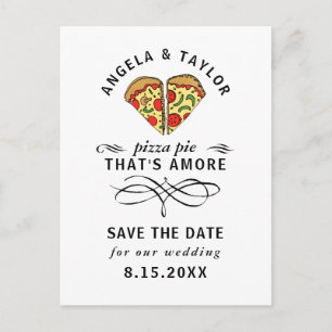 Modern Pizza Amore Black Typography Save the Date Postcard