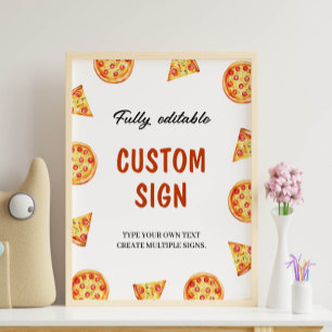 Modern Pizza Birthday Party Custom Sign