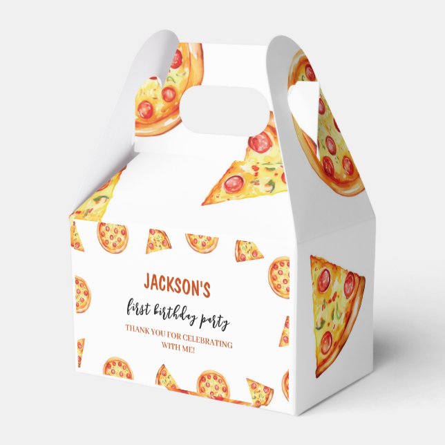 Modern Pizza Favour Box Birthday Party (Front Side)