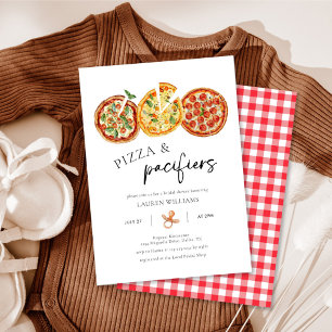 Modern Pizza & Pacifiers Baby Shower Invitation