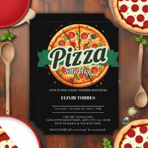 Modern Pizza Party Baby Shower Invitation