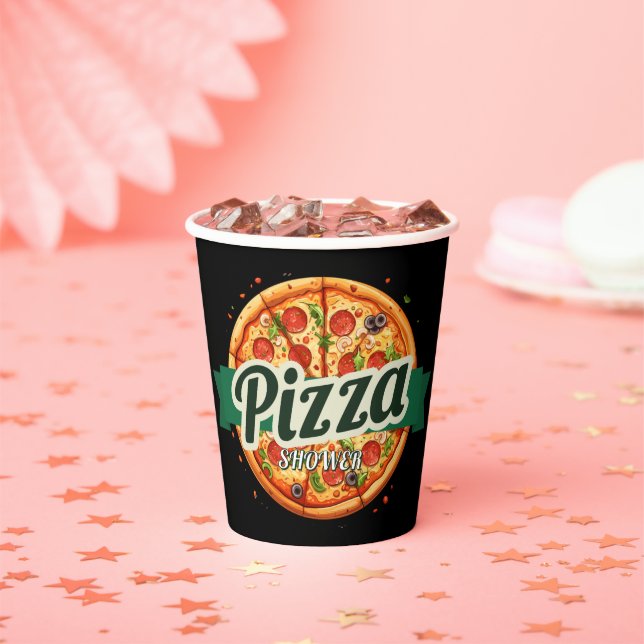 Modern Pizza Party Baby Shower Paper Cups (Insitu)