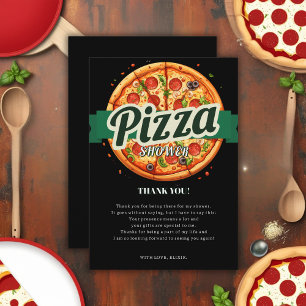 Modern Pizza Party Baby Shower Thank You Card