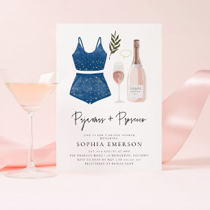 Modern PJ's and Prosecco Bridal Shower Invitation
