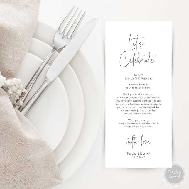 Modern Place Setting Dinner Party Thank You Card (Modern Wedding Place Setting Dinner Party Thank You Card in Dark Grey)
