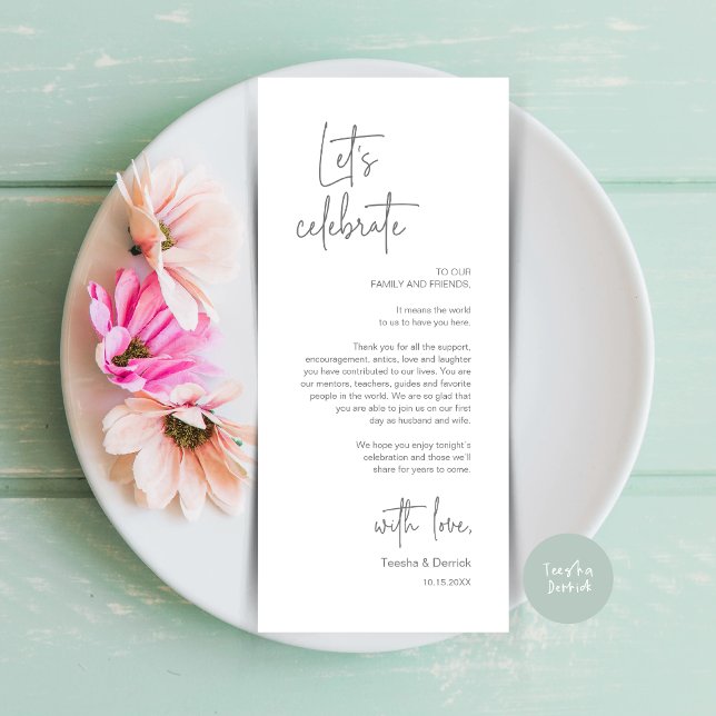 Modern Place Setting Dinner Party Thank You Card (Modern Wedding Dinner Place Setting Dinner Party Thank You Card, in Dark Grey)